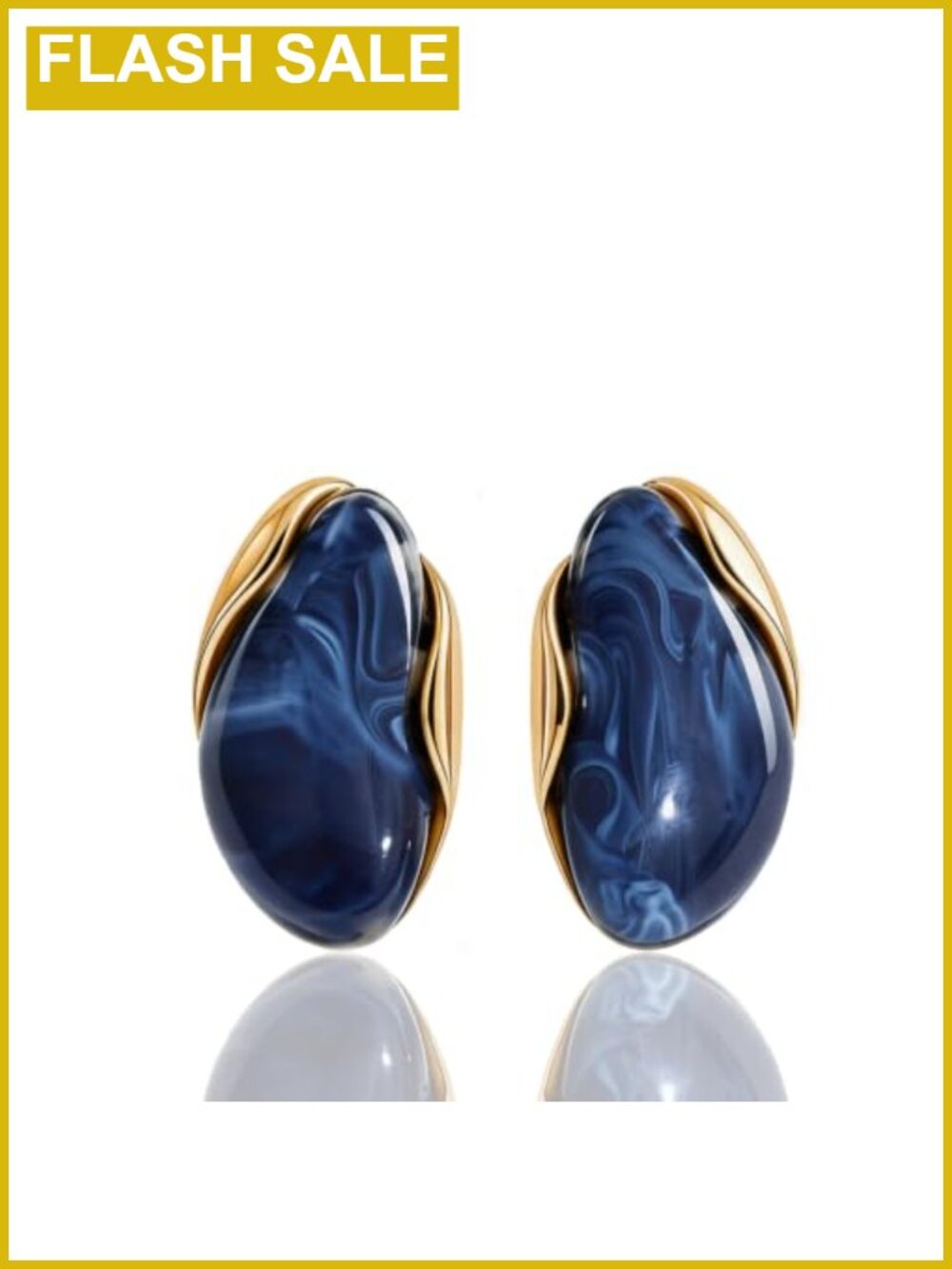 Chunky Resin Dangle Earrings 18K Gold Plated Statement Teardrop
